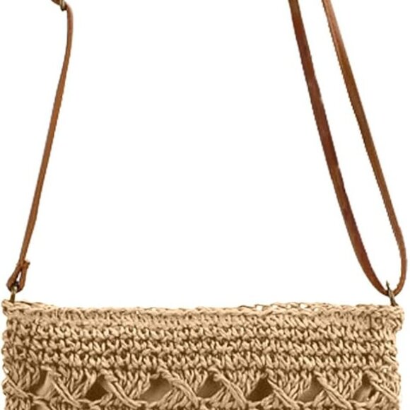 Straw Crossbody Bags for Women Small Summer Beach Bag Boho Handmade Weave Should - Picture 1 of 6